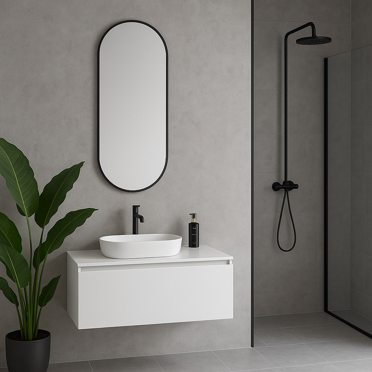 Wiesbaden Spiegel Renk Ovaal 30x70cm Mat Zwart